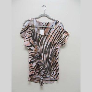Cache Cold Shoulder High Low Top Size Small New!